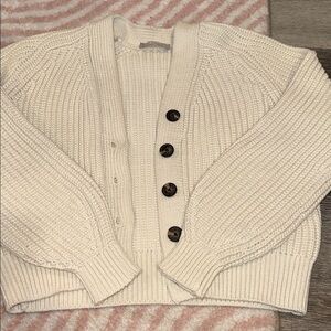 Everlane Cream Knit Cardigan with Dark Buttons